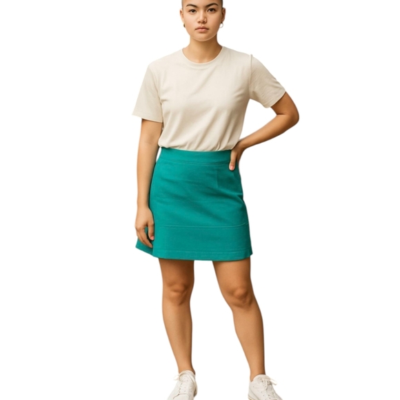 Banana Republic Teal 100% Linen quality Old Money Lined Career Skirt Sz 14 - Picture 1 of 7